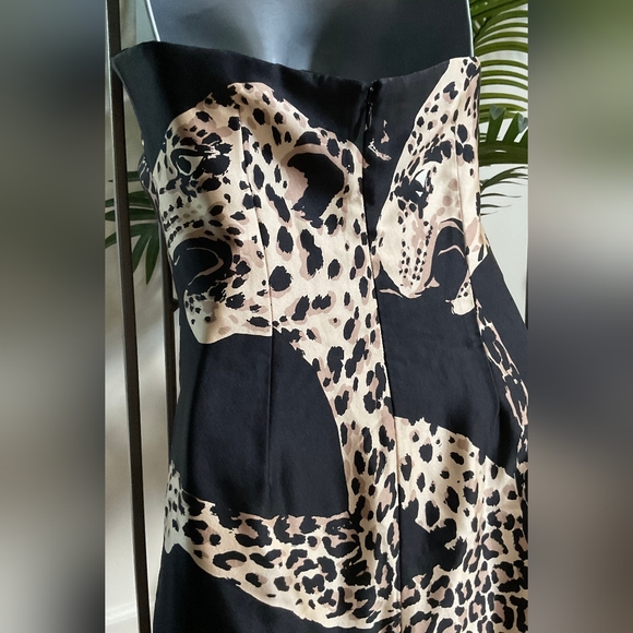 Kay Unger One Of A Kind Strapless Silk Leopard Dress - Picture 5 of 11